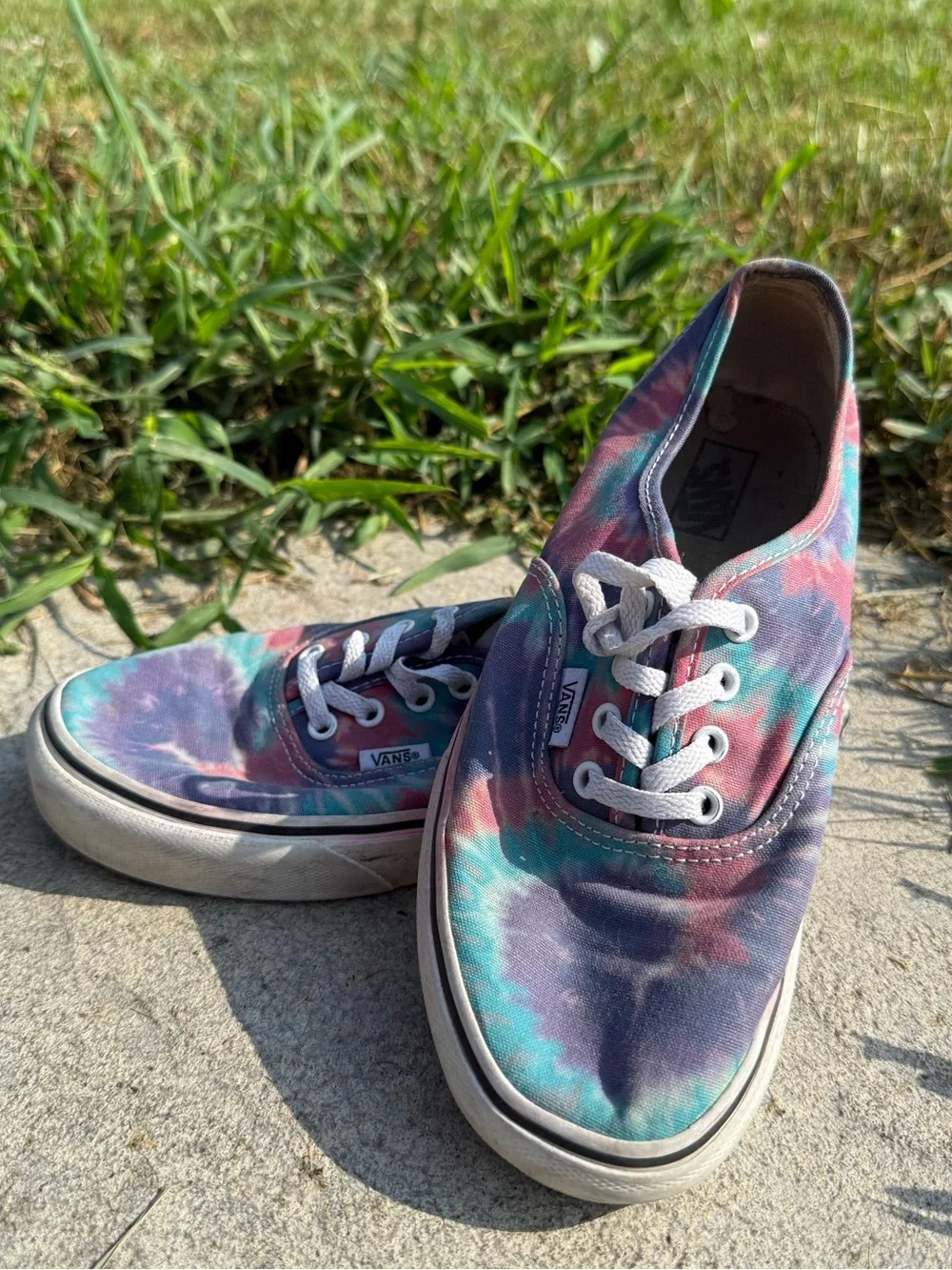 Nice purple blue pink Tie Dye canvas sneaker shoes Vans kids girls size 3.5